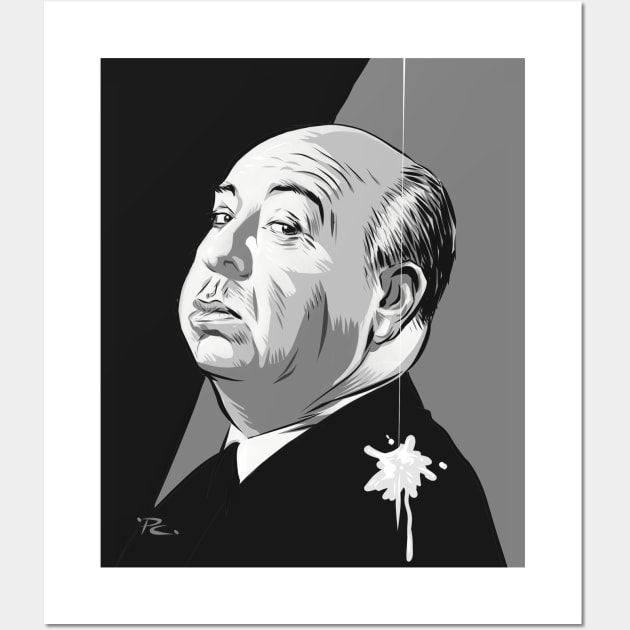 Alfred Hitchcock - An illustration by Paul Cemmick Wall Art by PLAYDIGITAL2020